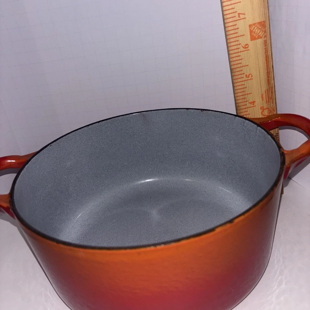 Vintage Cousances Le Creuset 8 Inch Dutch Oven Flame Orange